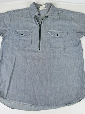 Key Vintage Workwear Hickory Stripe Short Sleeve Shirt Size Large R Railroad